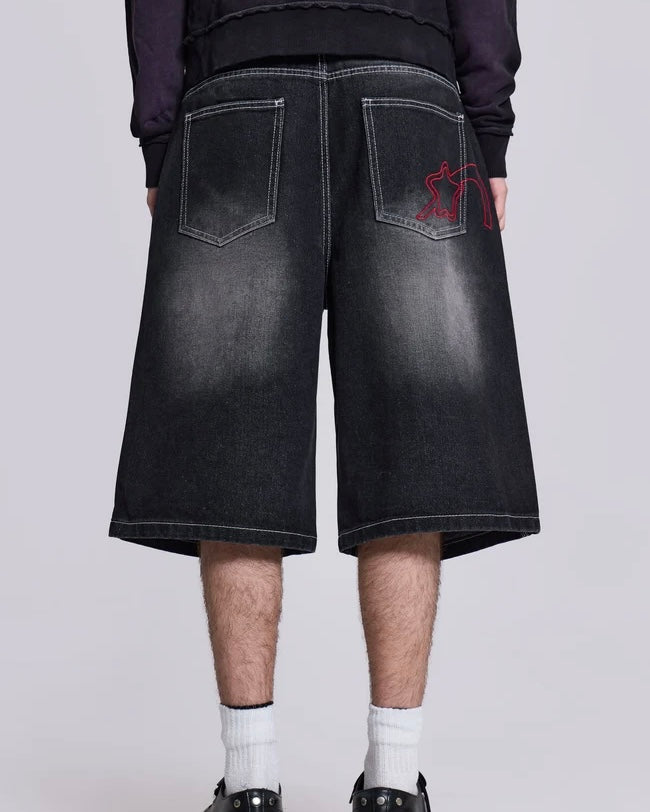 {M.Lu} Jaded London Graphic Denim Shorts