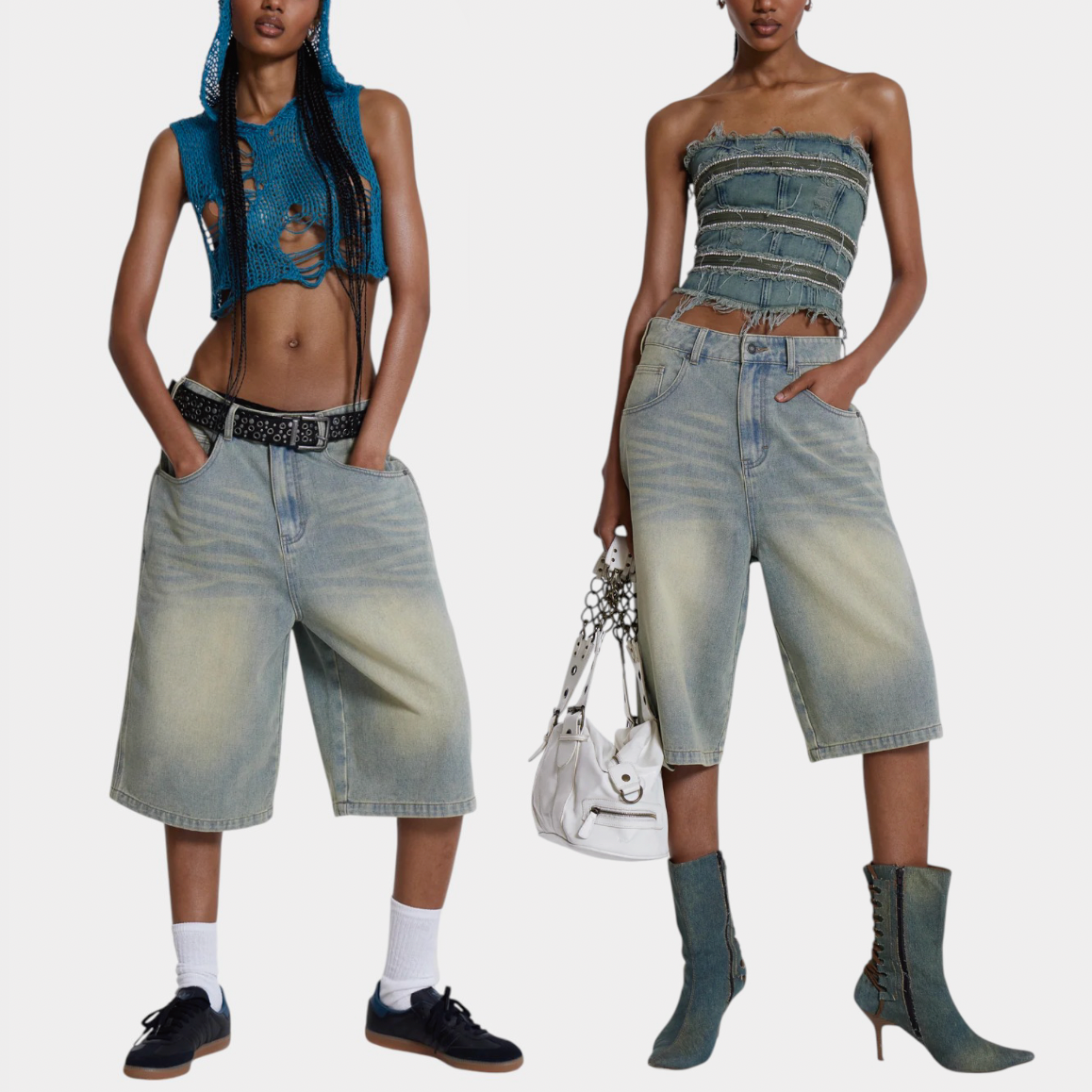 {M.Lu} Jaded London Light Wash Shorts