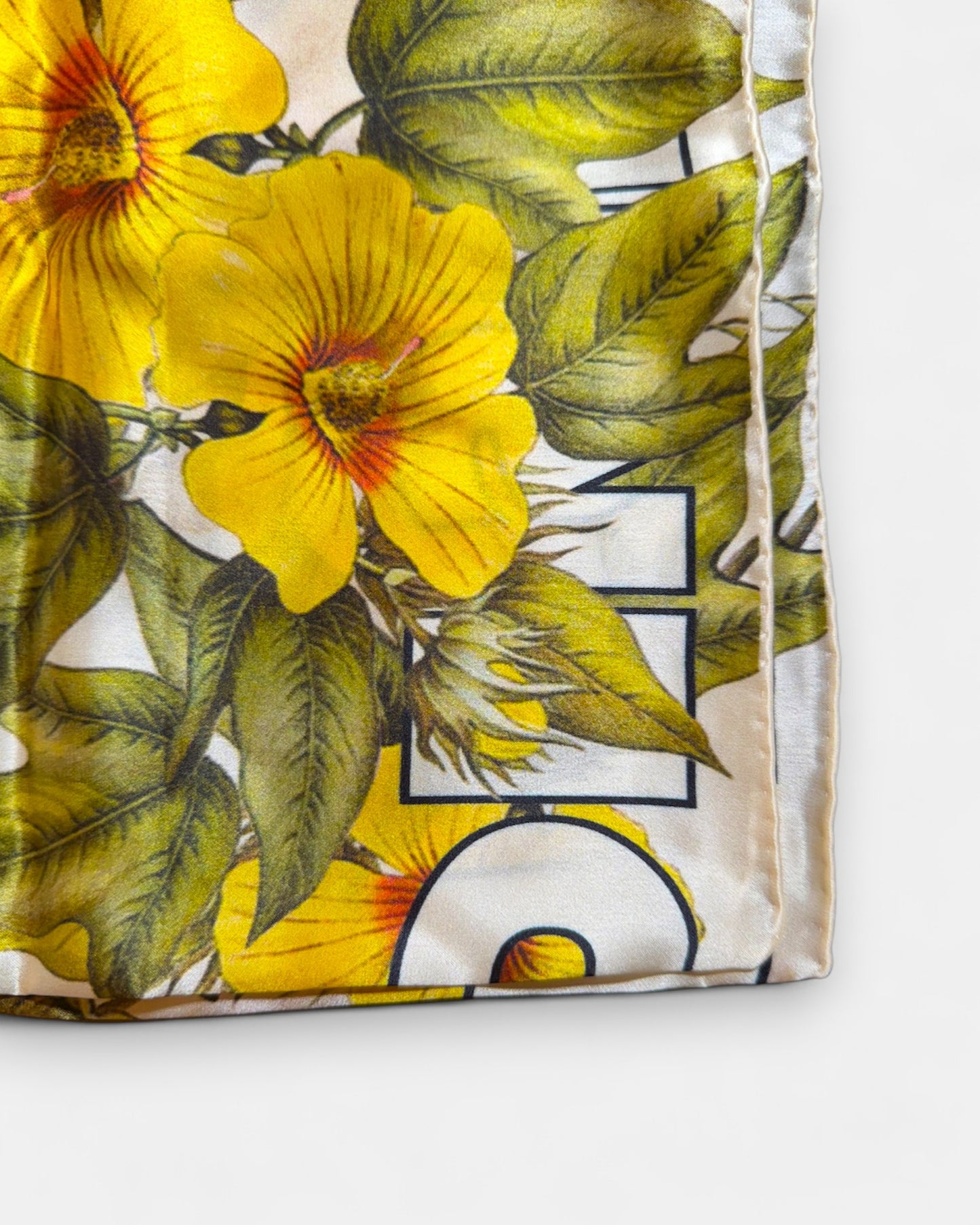 {M.Lu} Denim Tears Floral Logo Silk Scarf