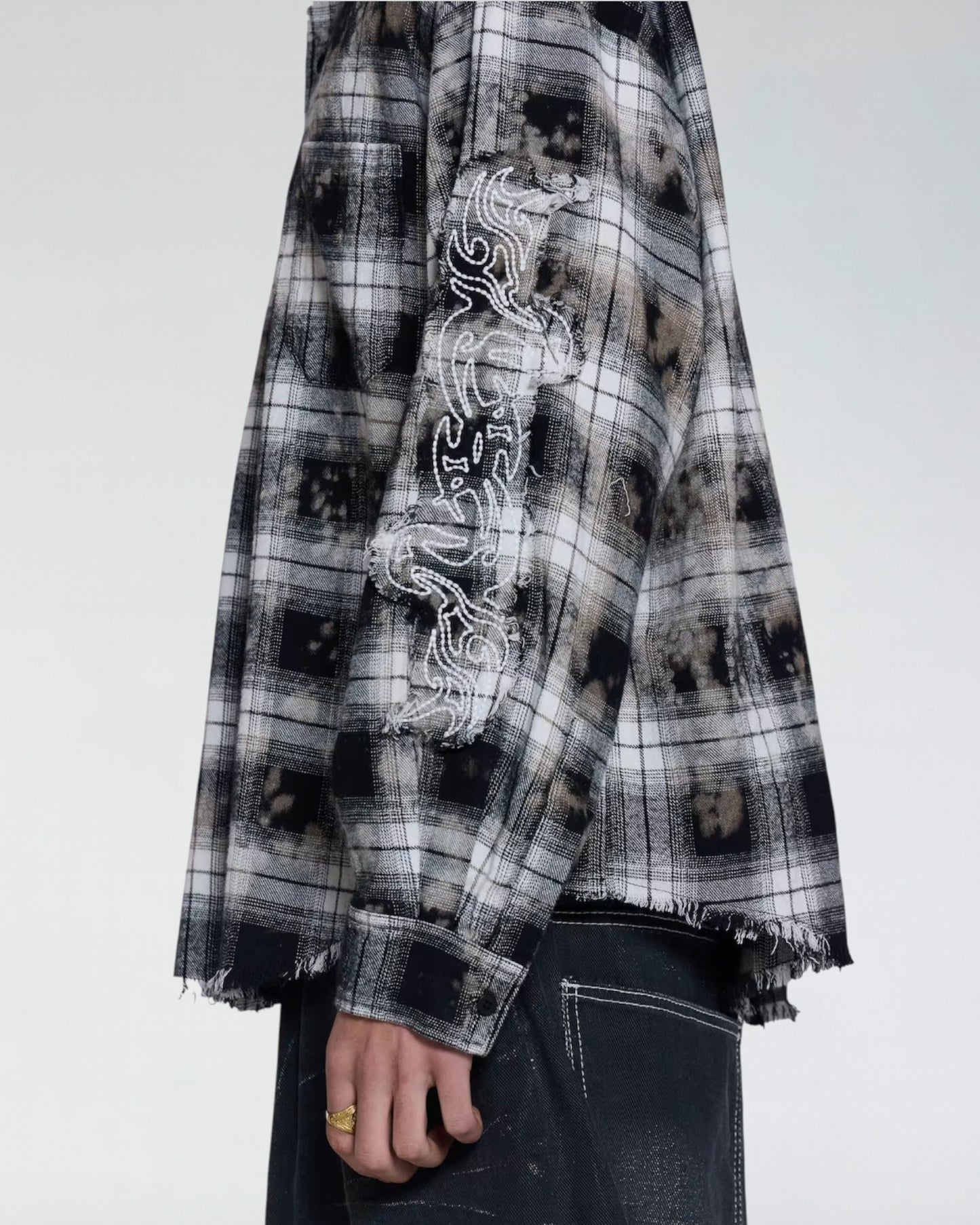 {M.Lu} Jaded London Burnout Plaid Shirt