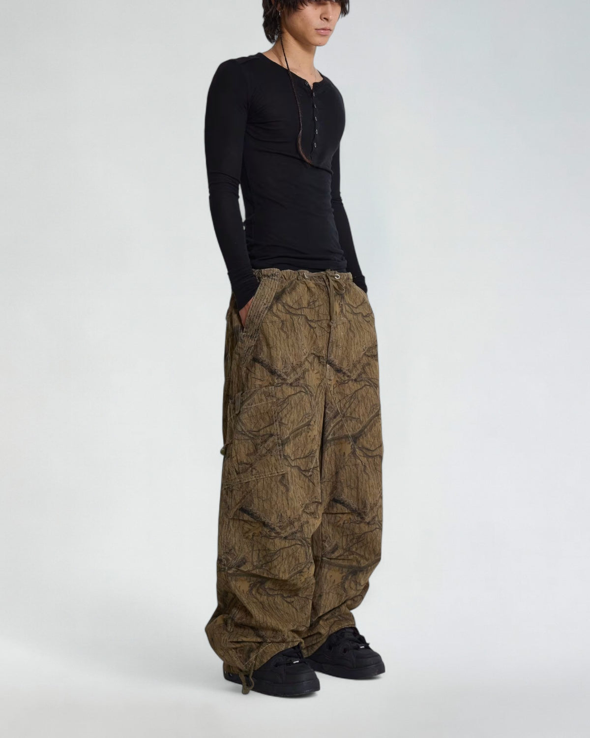 {M.Lu} Jaded London Forest Camo Parachute Pants