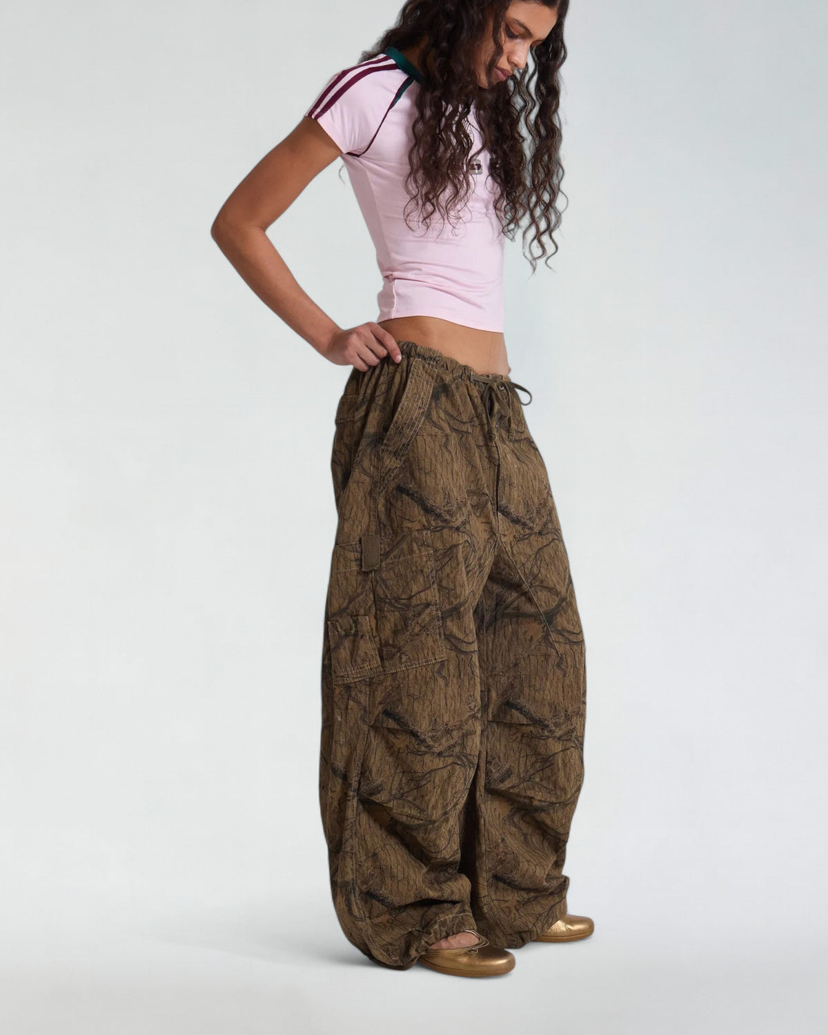 {M.Lu} Jaded London Forest Camo Parachute Pants