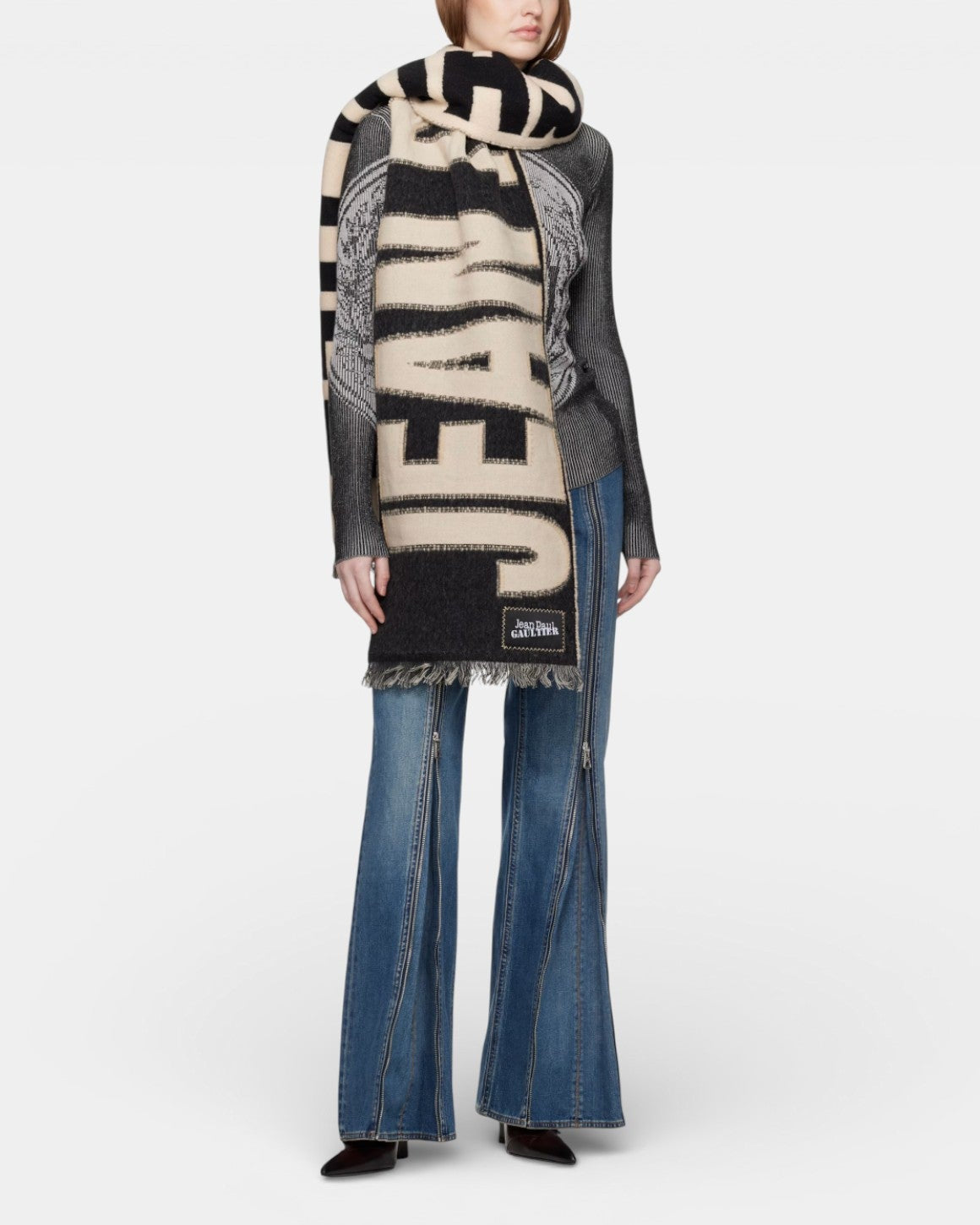 {M.Lu} Jean Paul Gaultier Logo Scarf