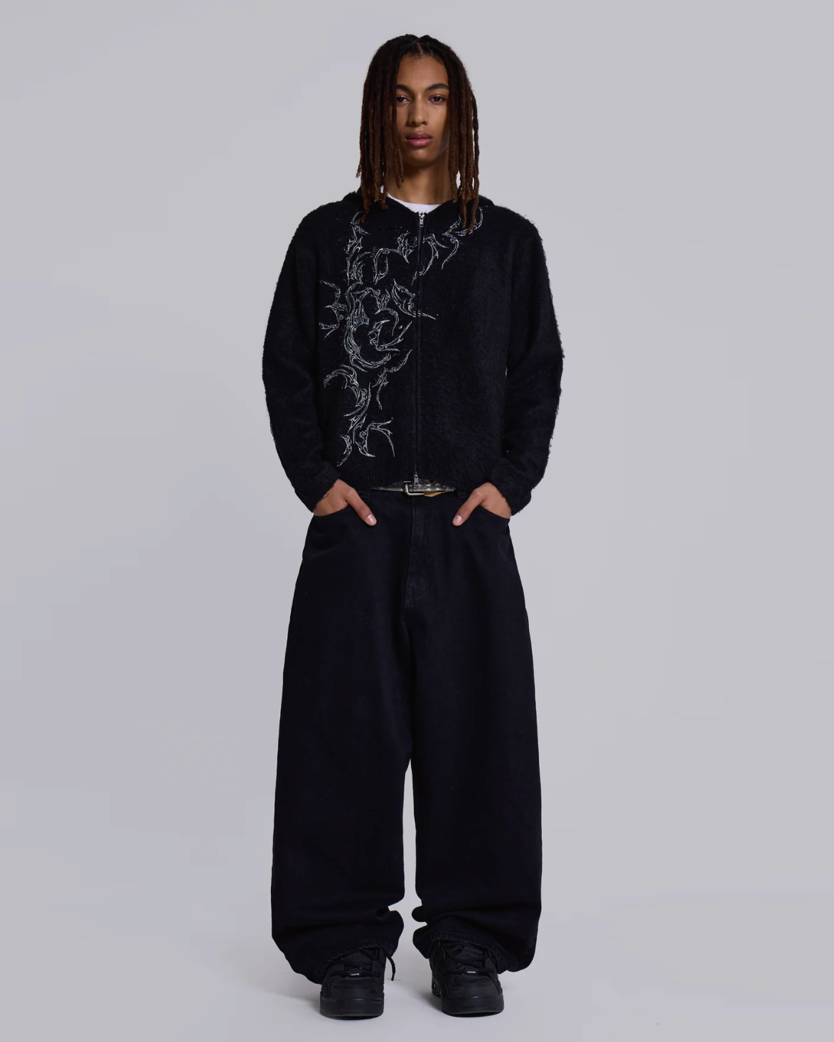 {M.Lu} Jaded London Mohair Zip-Up Hoodie