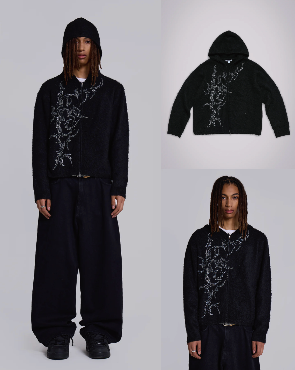 {M.Lu} Jaded London Mohair Zip-Up Hoodie