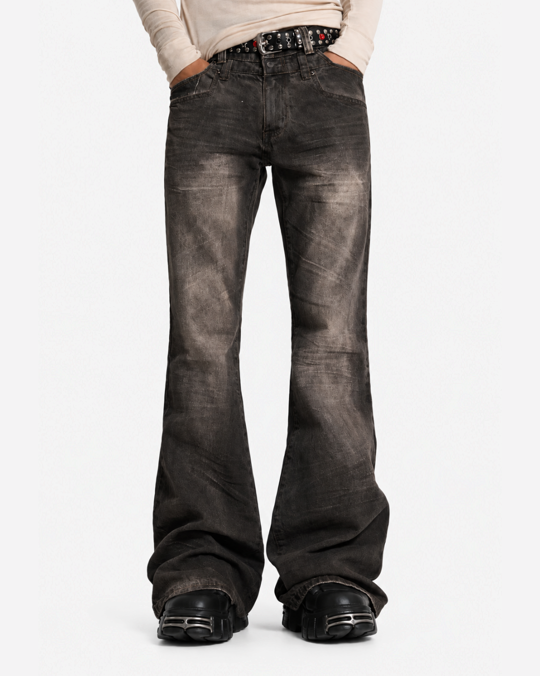 {M.Lu} Jaded London Creased Drift Bootcut Jeans