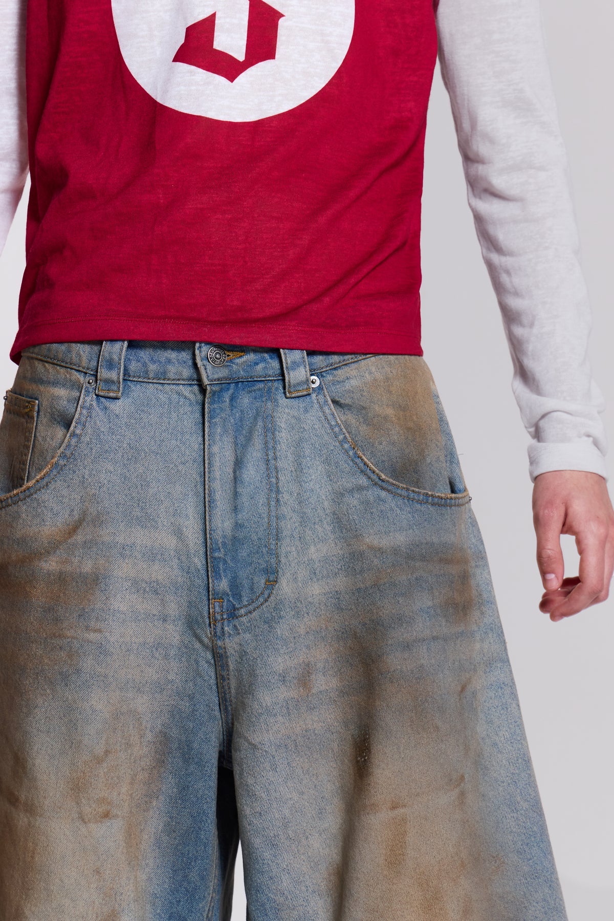 {M.Lu} Jaded London Mud Wash Denim Shorts