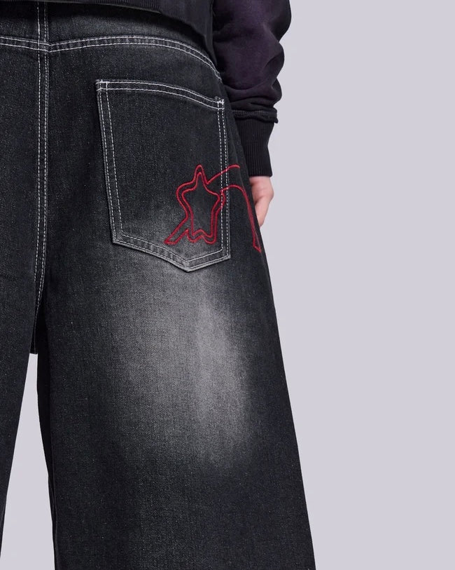 {M.Lu} Jaded London Graphic Denim Shorts