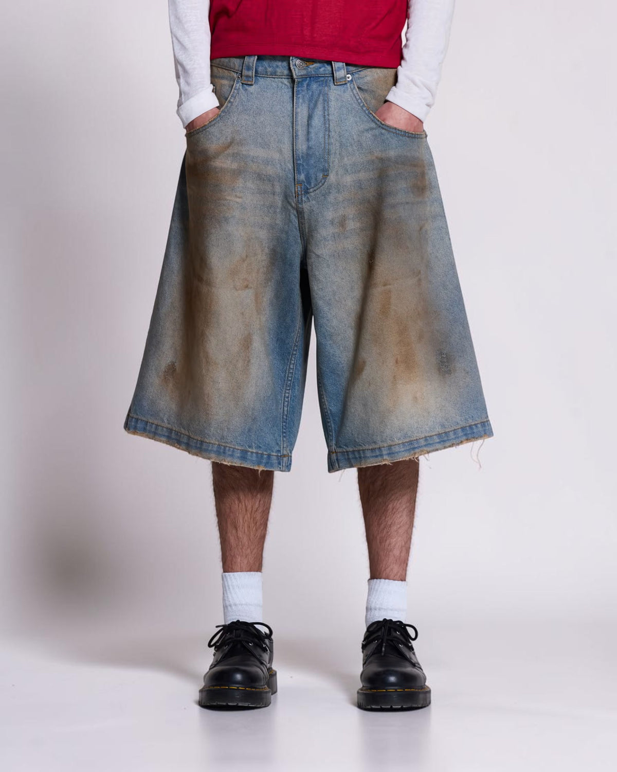 {M.Lu} Jaded London Mud Wash Denim Shorts