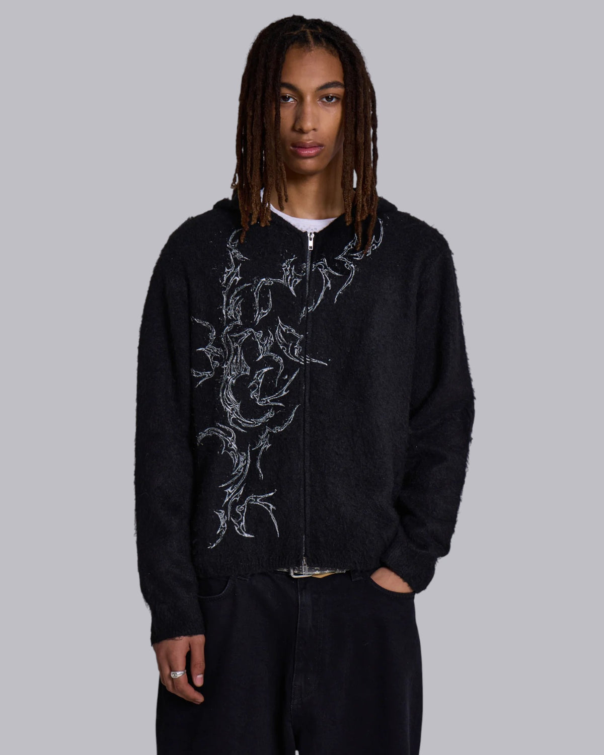 {M.Lu} Jaded London Mohair Zip-Up Hoodie