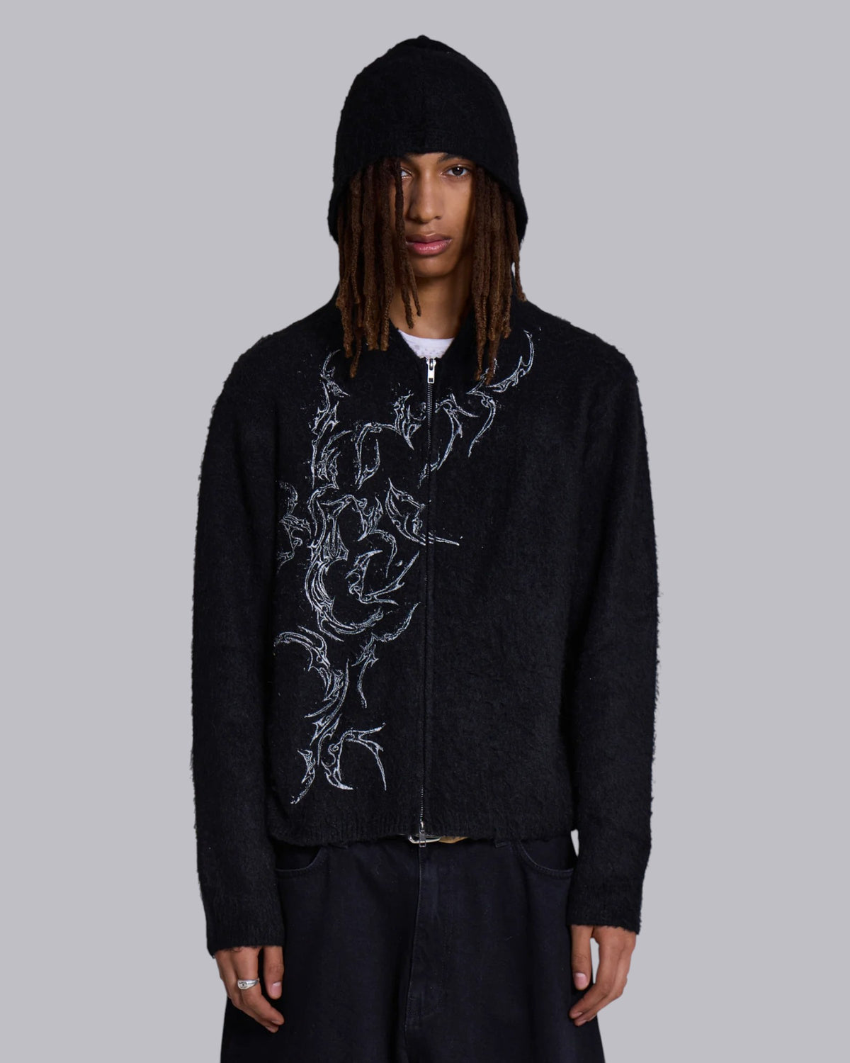 {M.Lu} Jaded London Mohair Zip-Up Hoodie