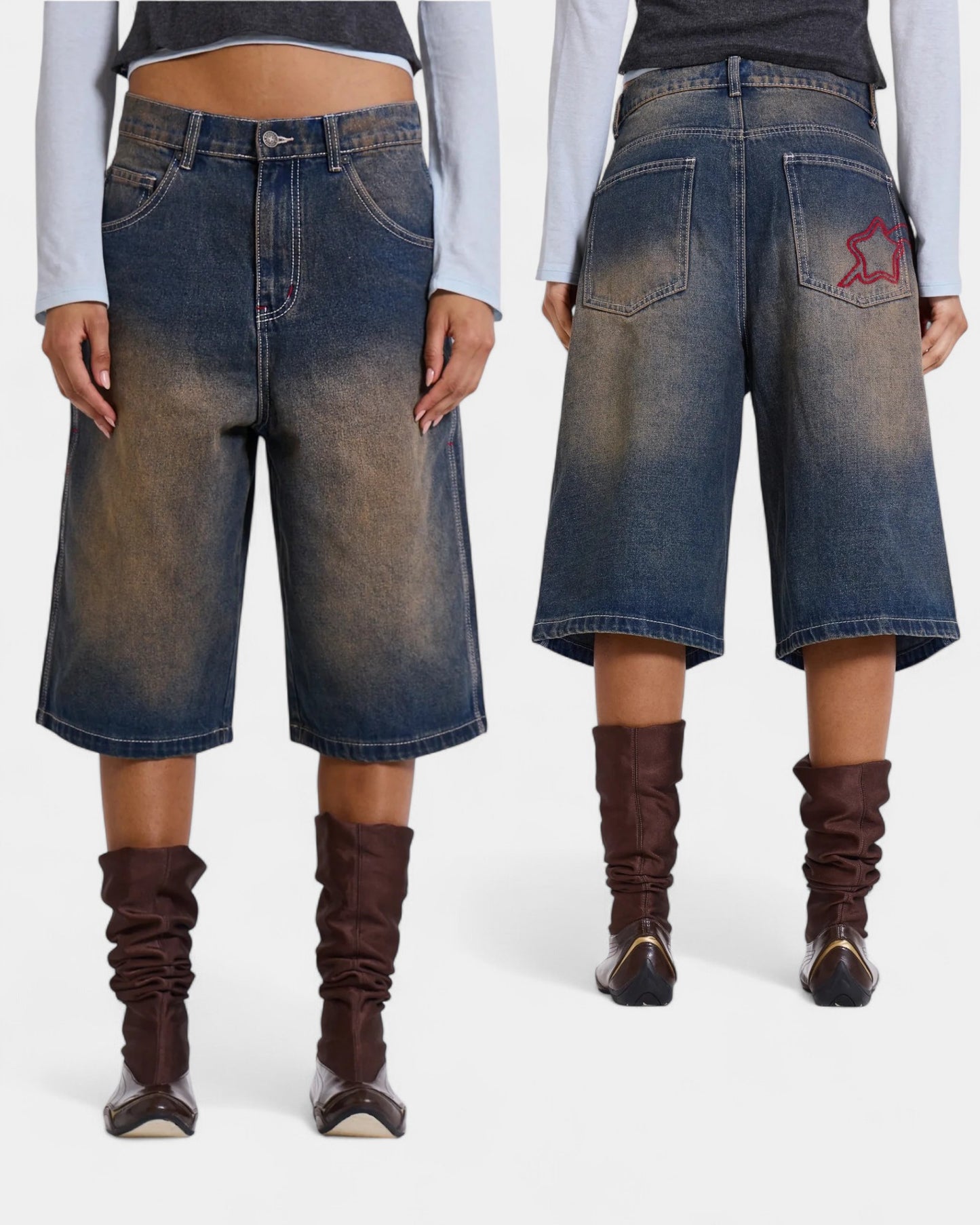 {M.Lu} Jaded London Graphic Denim Shorts