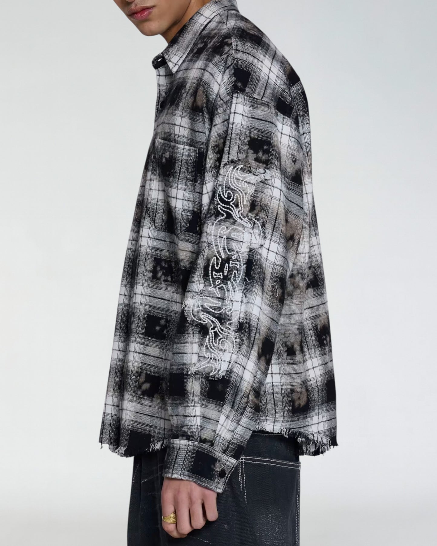 {M.Lu} Jaded London Burnout Plaid Shirt