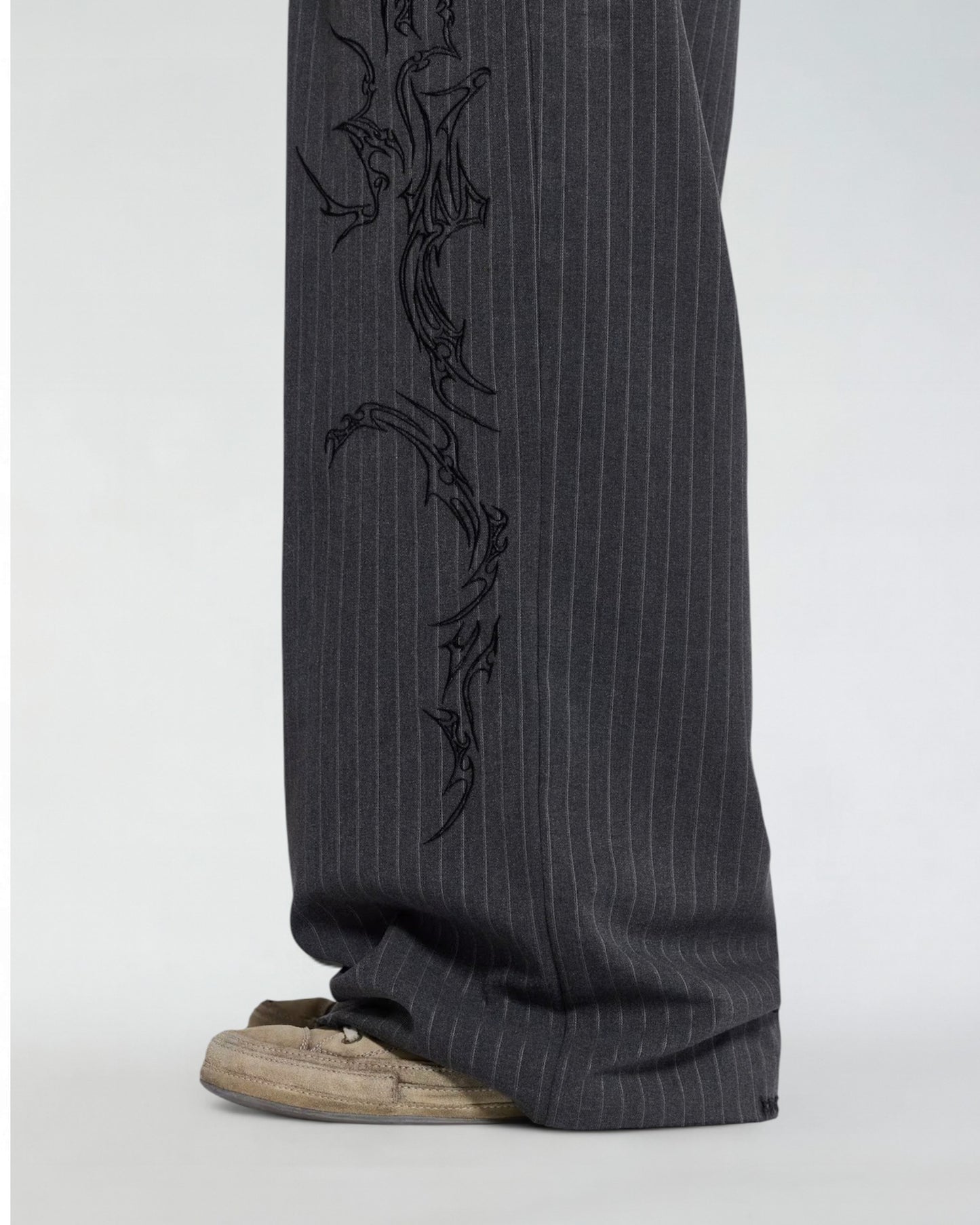 {M.Lu} Jaded London Tattoo Pinstripe Suit Pants