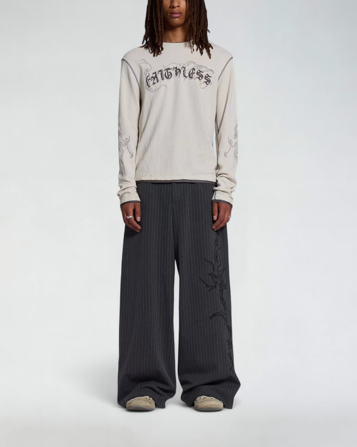 {M.Lu} Jaded London Tattoo Pinstripe Suit Pants