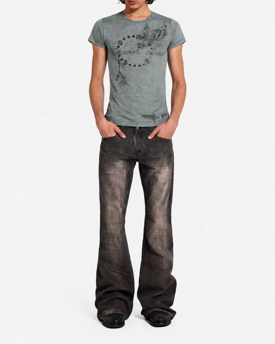{M.Lu} Jaded London Creased Drift Bootcut Jeans