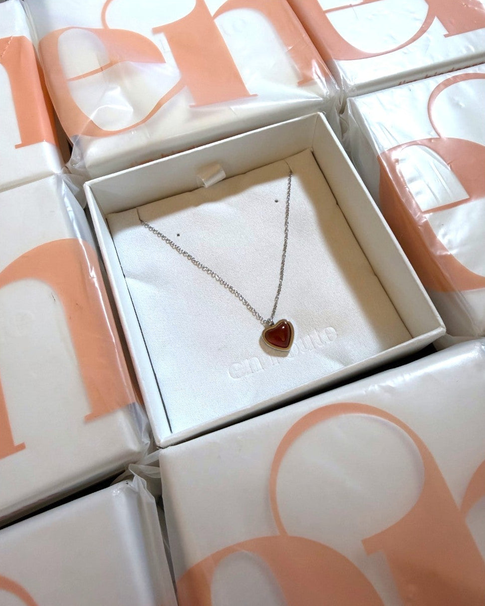 {M.Lu} en route Carnelian Stone Heart Necklace 銀色
