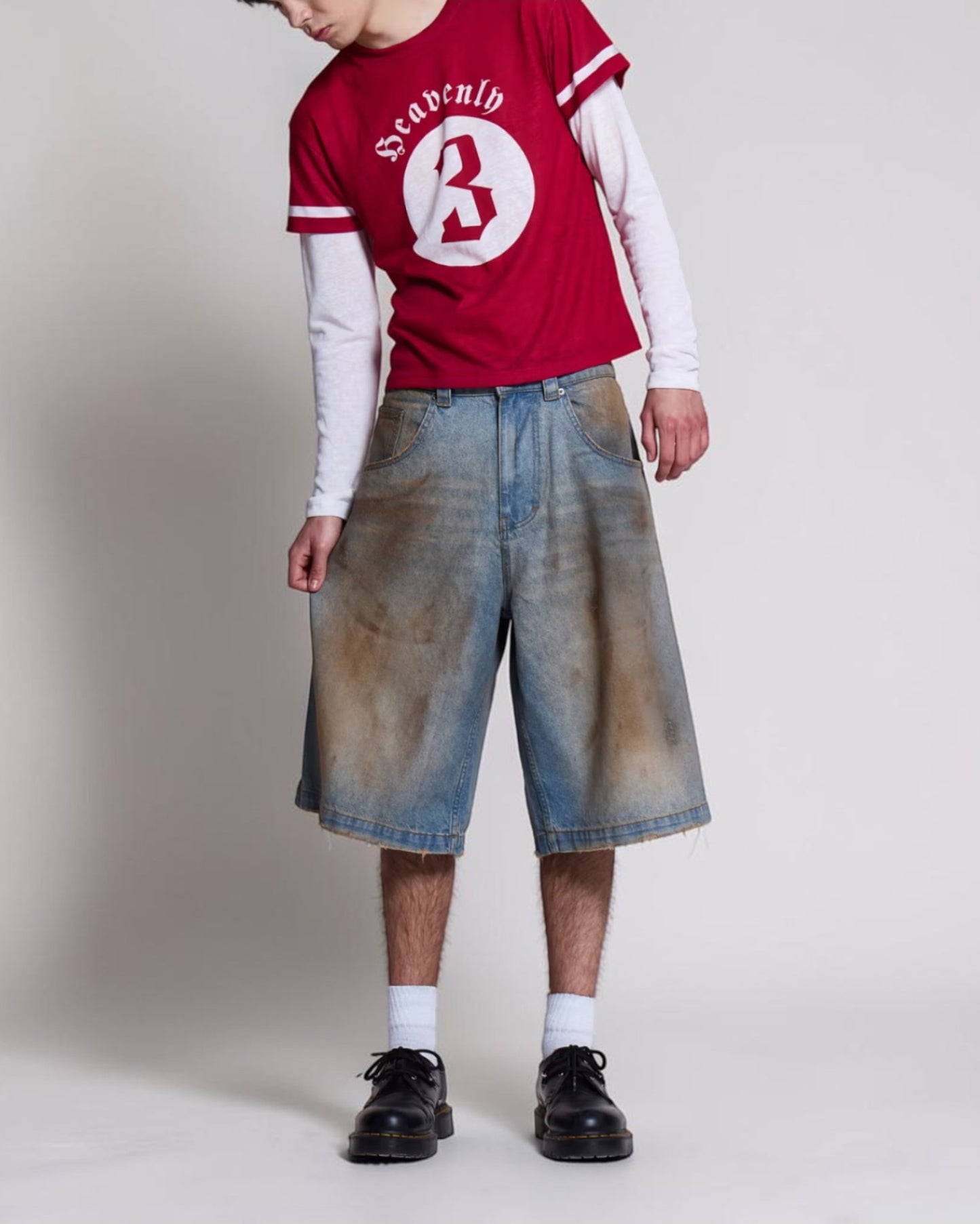 {M.Lu} Jaded London Mud Wash Denim Shorts