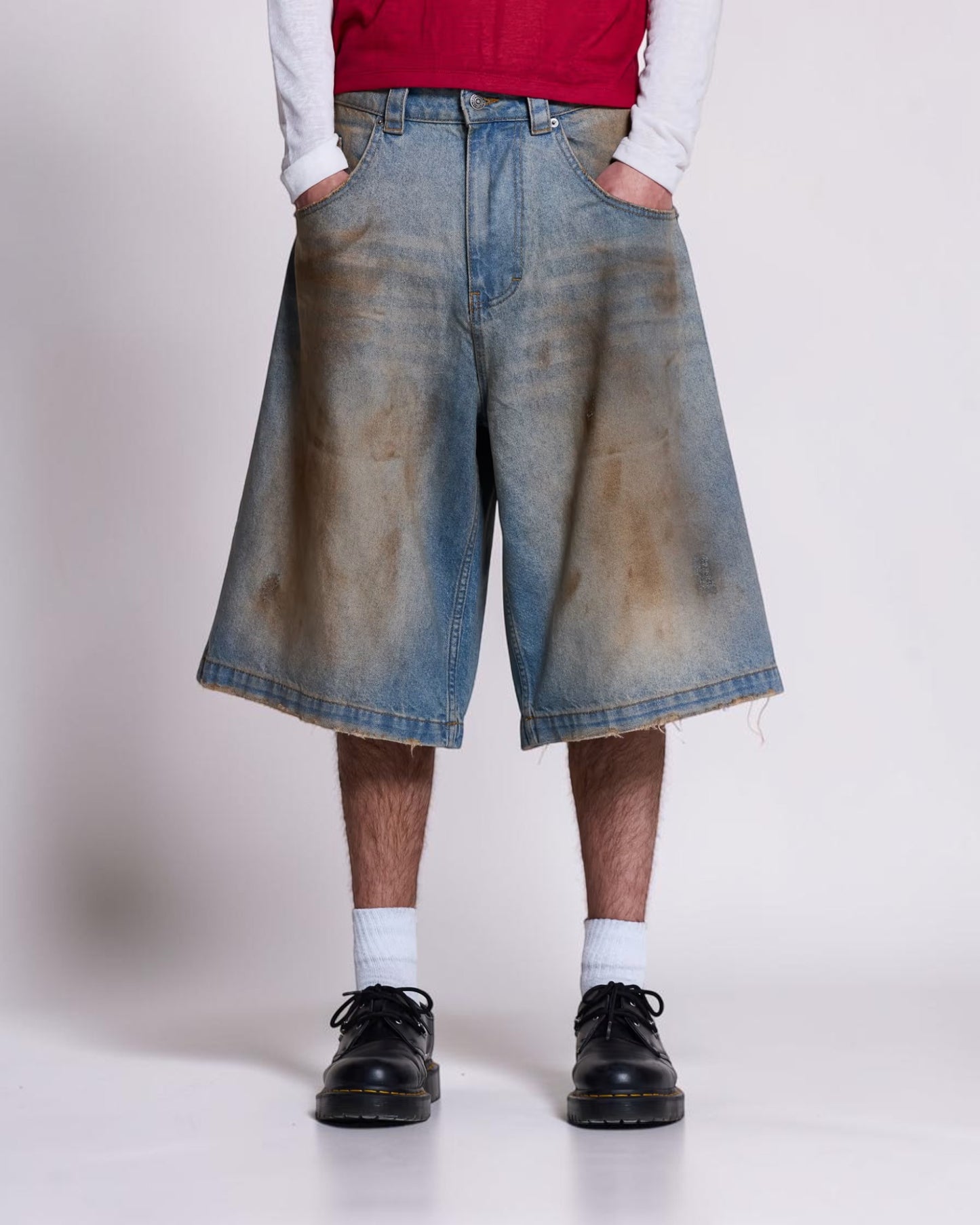 {M.Lu} Jaded London Mud Wash Denim Shorts