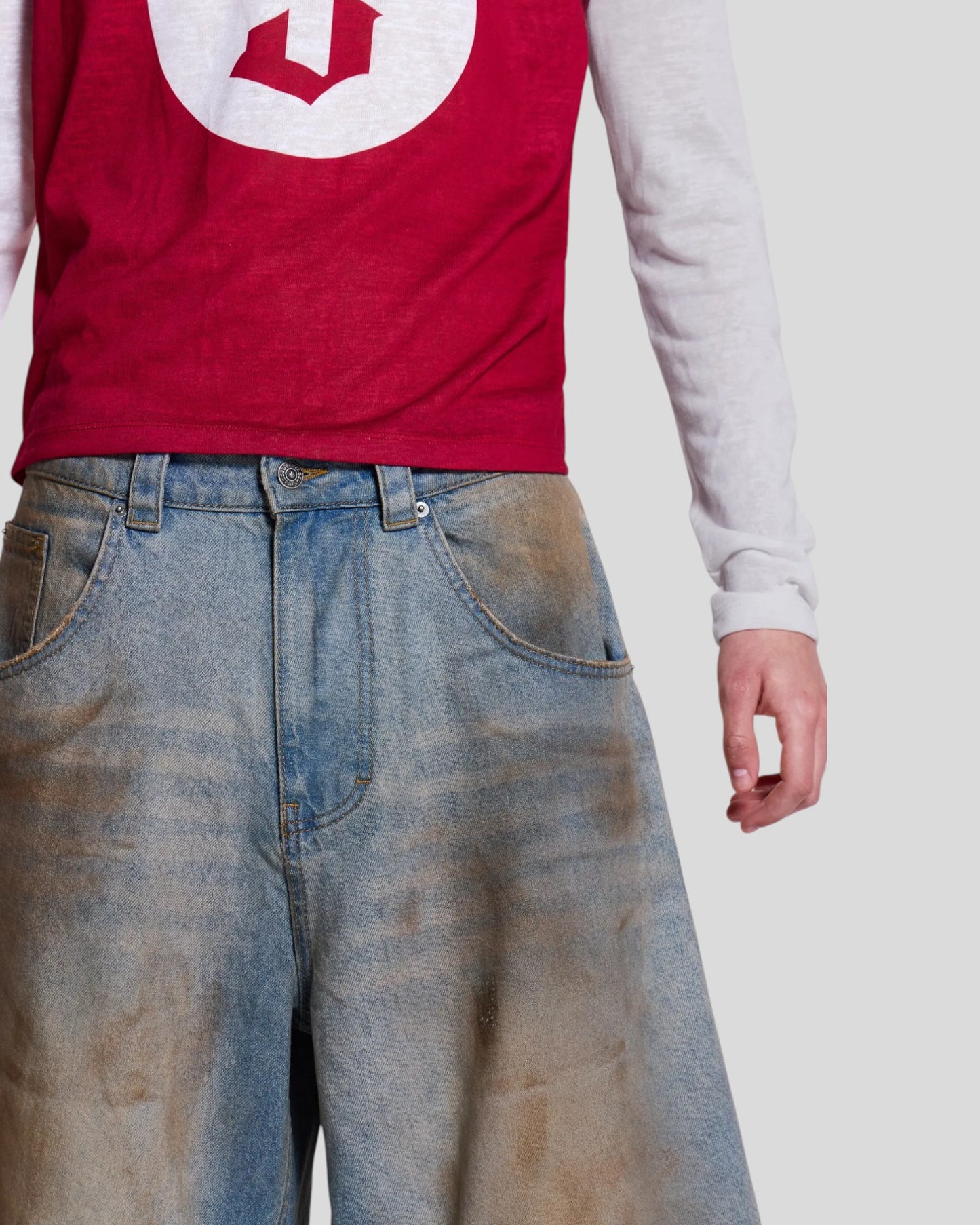 {M.Lu} Jaded London Mud Wash Denim Shorts