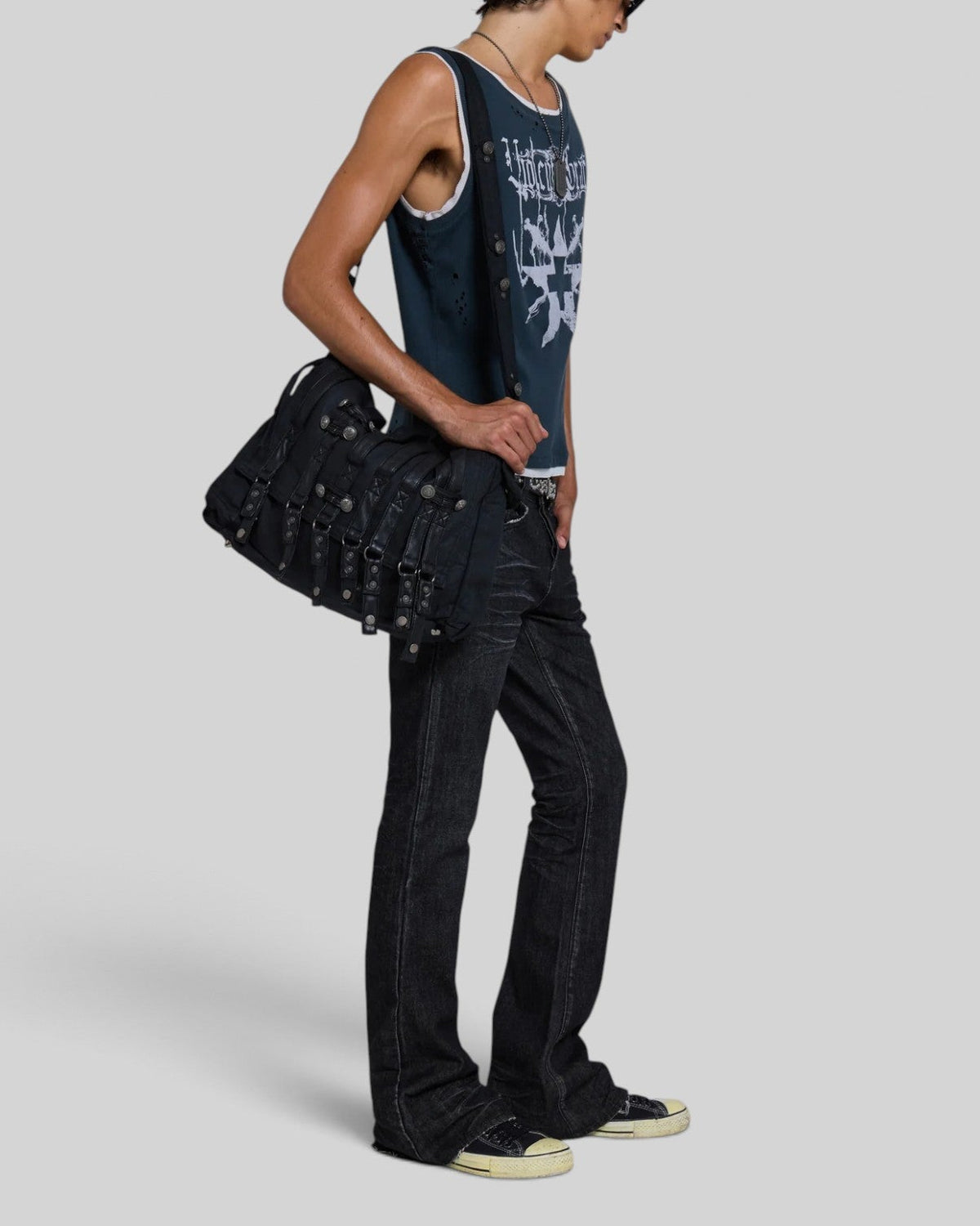 {M.Lu} Jaded London Drummer Coated Denim Messenger Bag