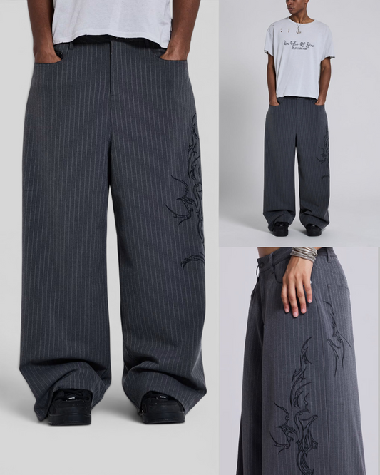 {M.Lu} Jaded London Tattoo Pinstripe Suit Pants