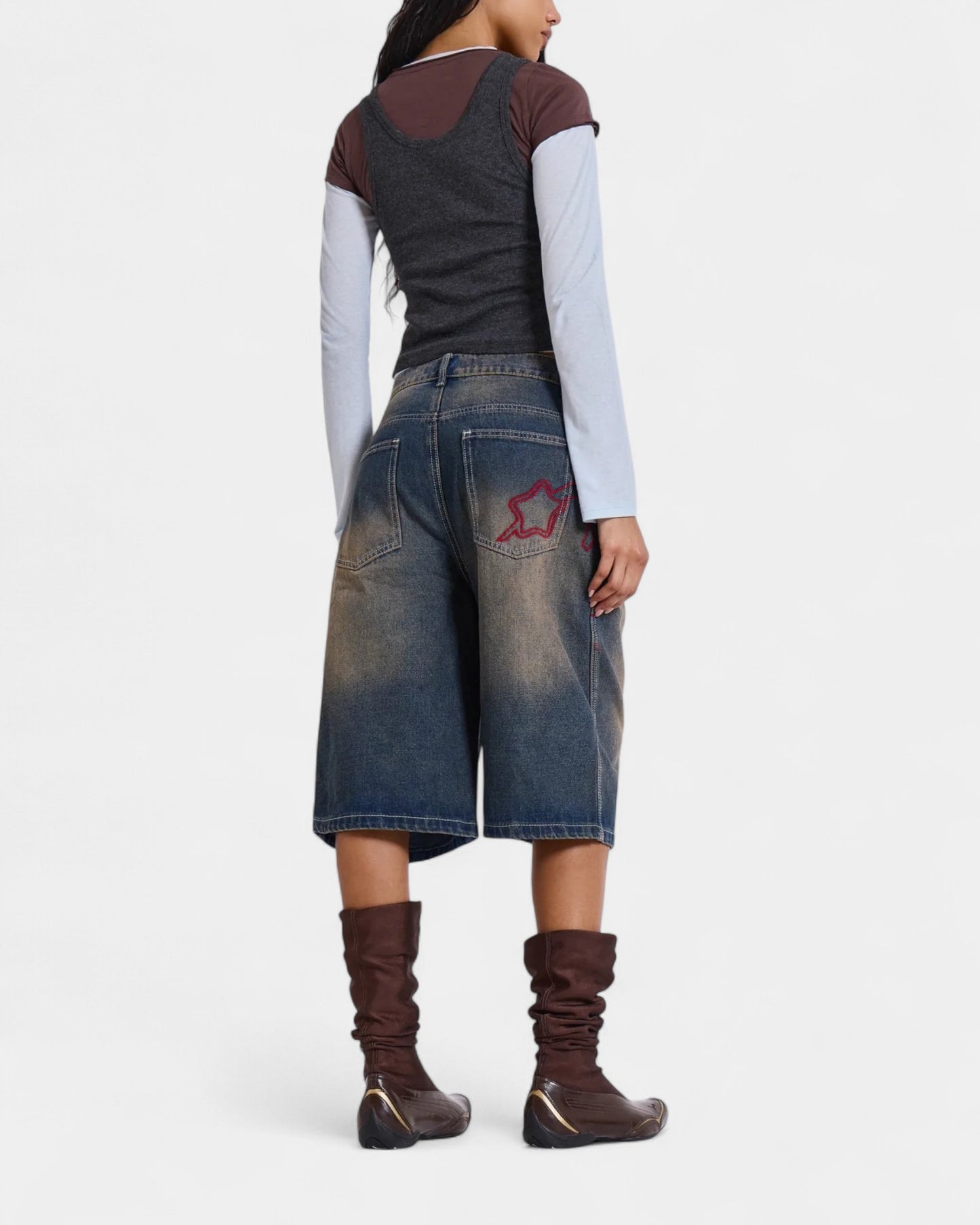 {M.Lu} Jaded London Graphic Denim Shorts