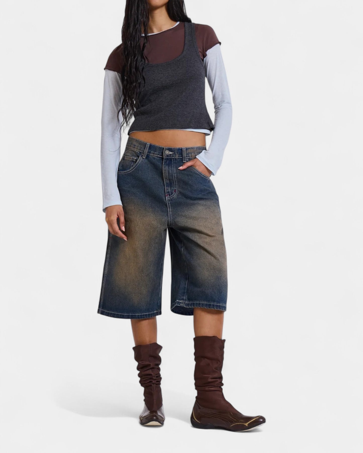 {M.Lu} Jaded London Graphic Denim Shorts