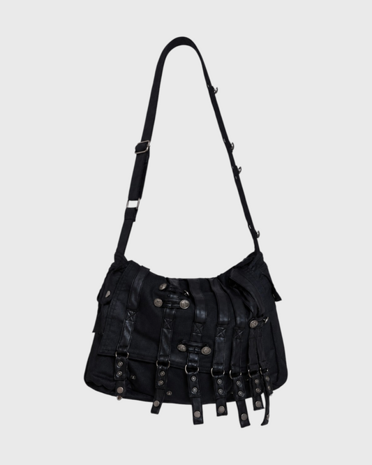 {M.Lu} Jaded London Drummer Coated Denim Messenger Bag