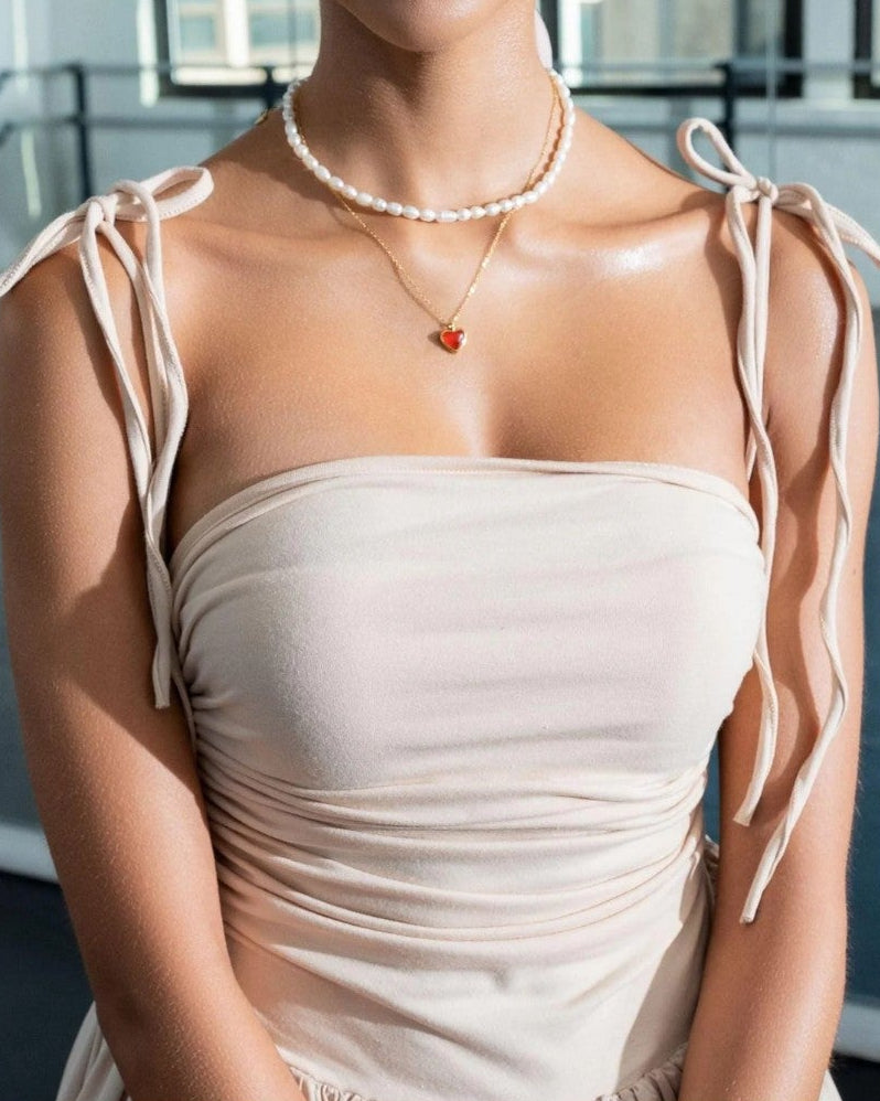 {M.Lu} en route Carnelian Stone Heart Necklace