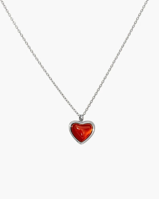 {M.Lu} en route Carnelian Stone Heart Necklace 銀色